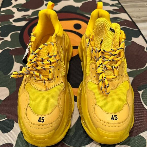 Balenciaga Triple S Yellow Chunky Sneakers - Picture 5 of 8